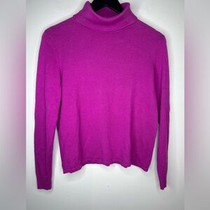 Petite Sophisticate Silk Cashmere Turtleneck Sweater M Fuchsia Luxury Knit